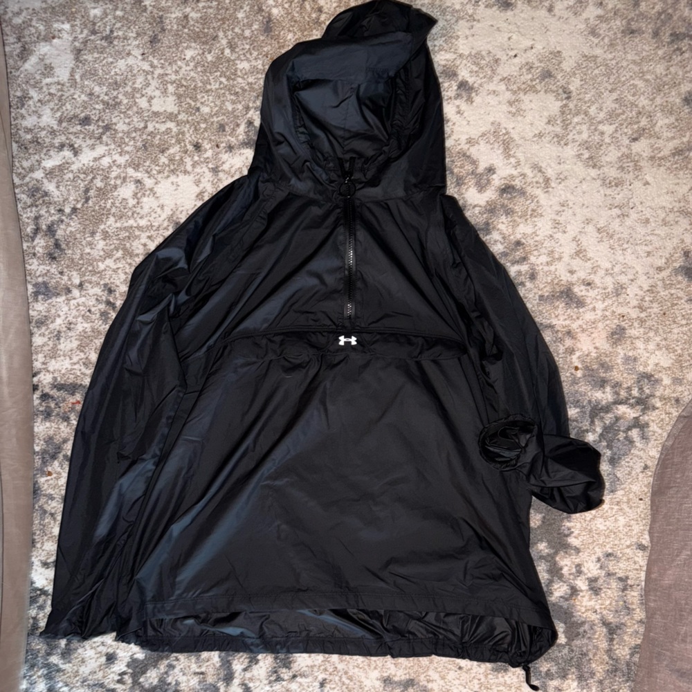 Black Hooded Windbreaker Jacket